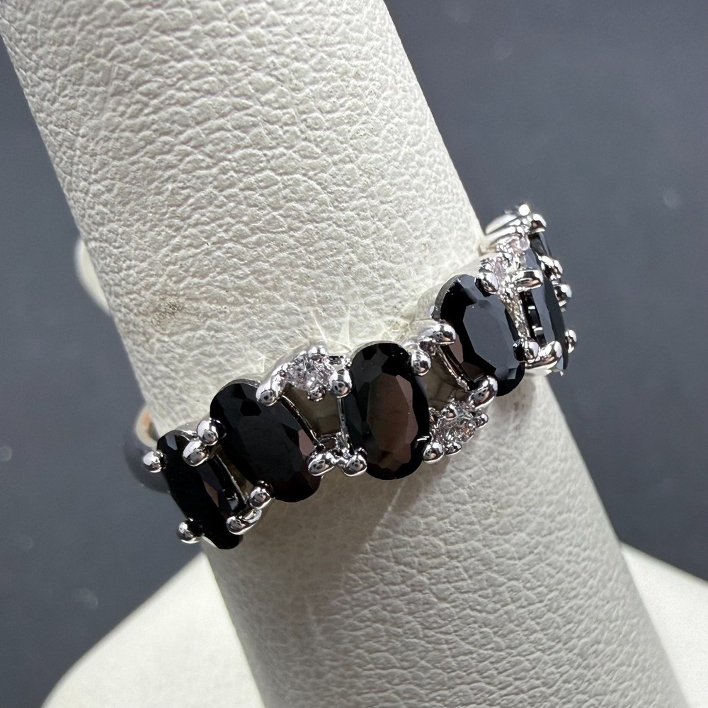 Bomb Party Whenever You Roam Size 6 Ring Black Onix CZ RBP5643 Rhodium Plated
